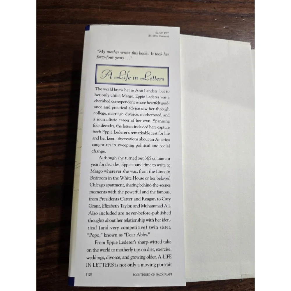 A Life in Letters Ann Landers Letters to Her Only Child Margo Howard 1st Ed 2003